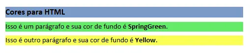 Cores HTML: Exemplo de plano de fundo Imagem: Cores HTML: Exemplo de plano de fundo