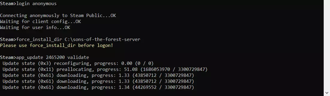 SteamCMD: Instalando o servidor Sons of the Forest SteamCMD: Instalando o servidor Sons of the Forest