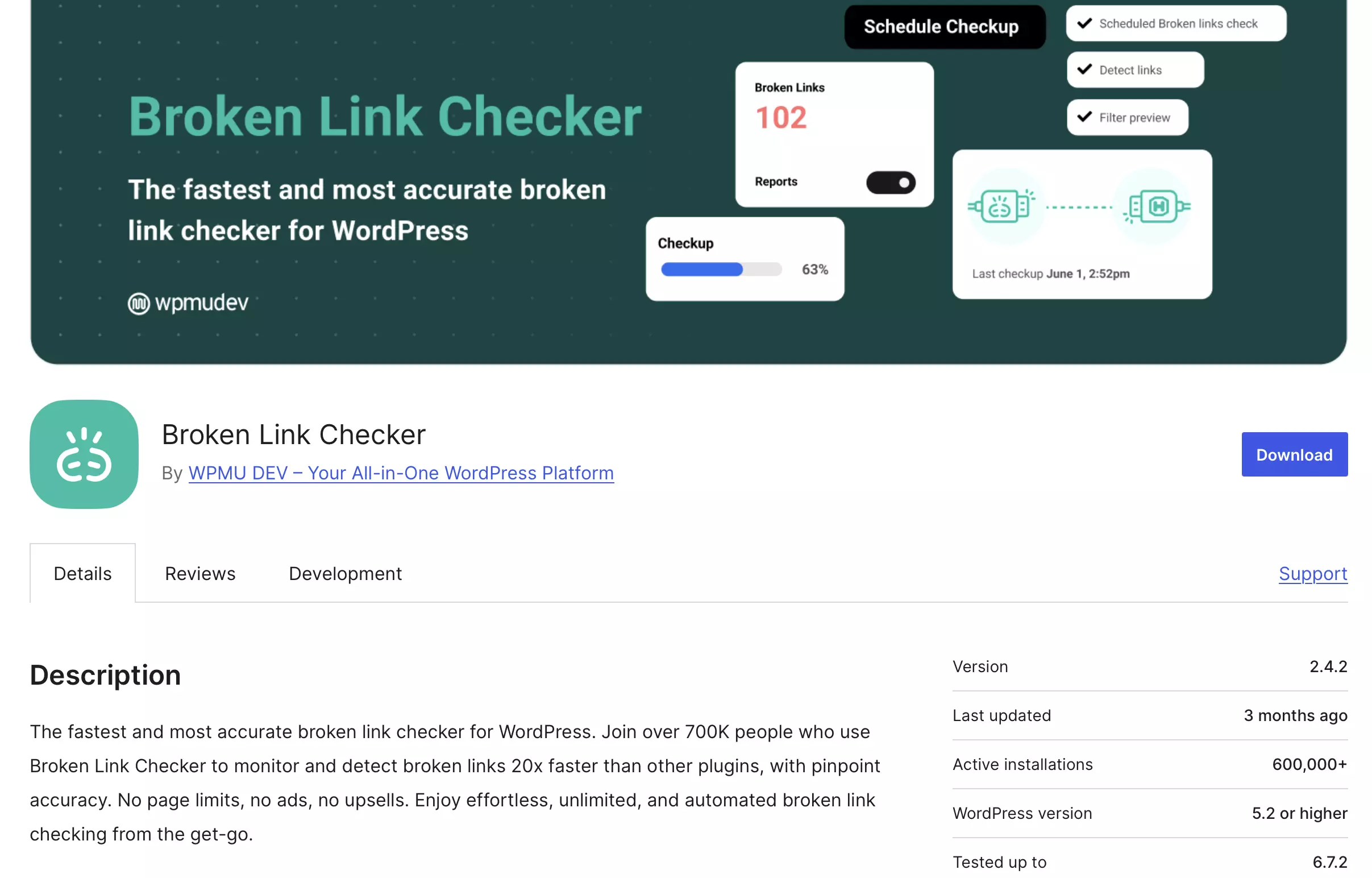 Site do plugin WordPress Broken Link Checker Imagem: Site do plugin WordPress Broken Link Checker