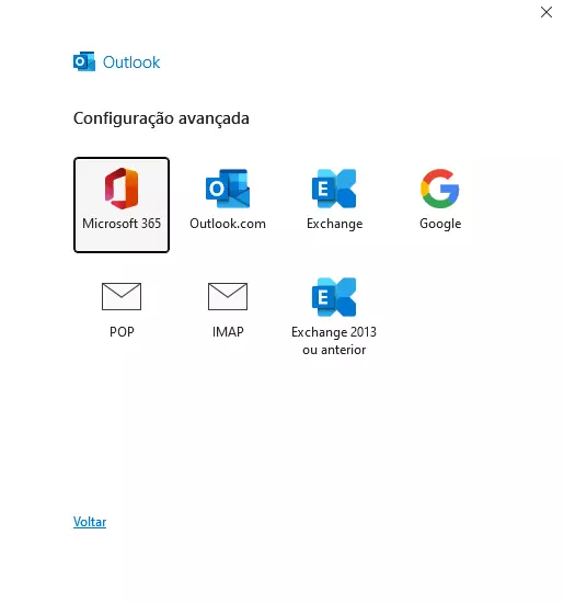 Configuração avançada para adicionar conta no Outlook Configuração avançada para adicionar conta no Outlook