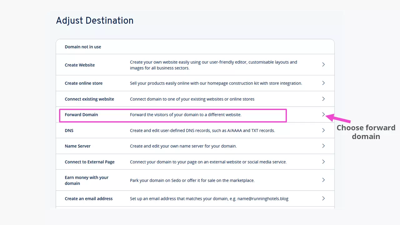 Destination settings in the customer account Imagem: Destination settings in the customer account