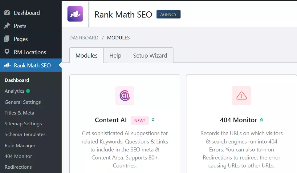 Captura de tela: Plugin Rank Math SEO no WordPress Imagem: Captura de tela: Plugin Rank Math SEO no WordPress
