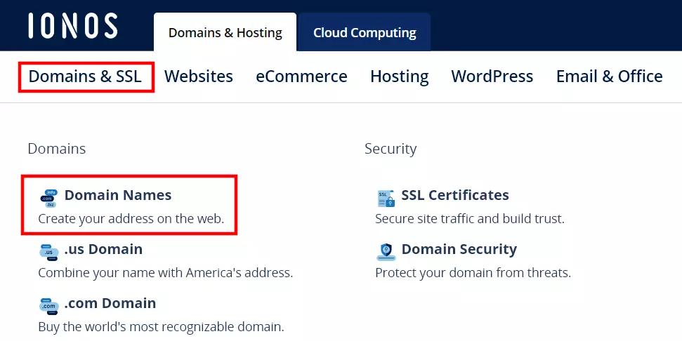 Site daIONOS: Domain names Site daIONOS: Domain names