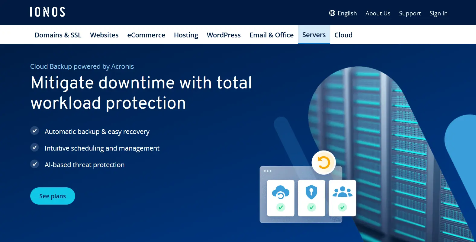 Imagem: Captura de tela da página do IONOS Cloud Backup