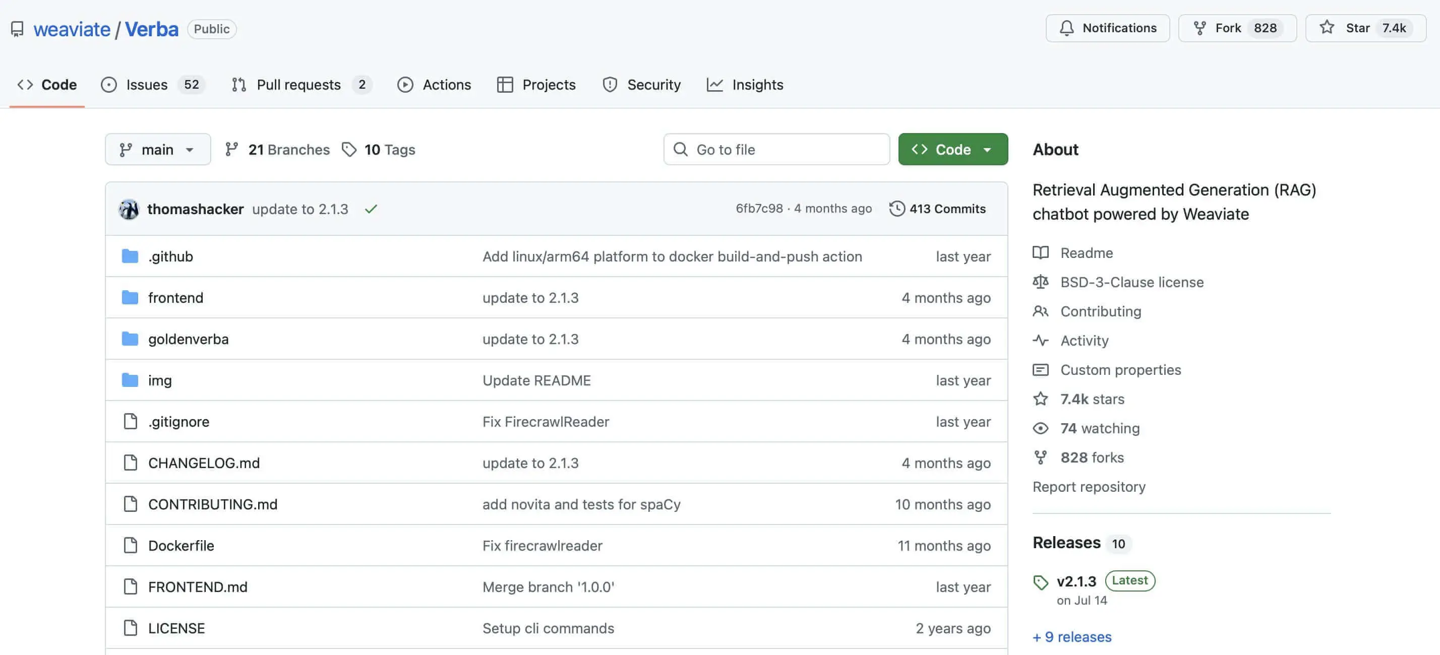 Imagem: Captura de tela do repositório GitHub do Verba