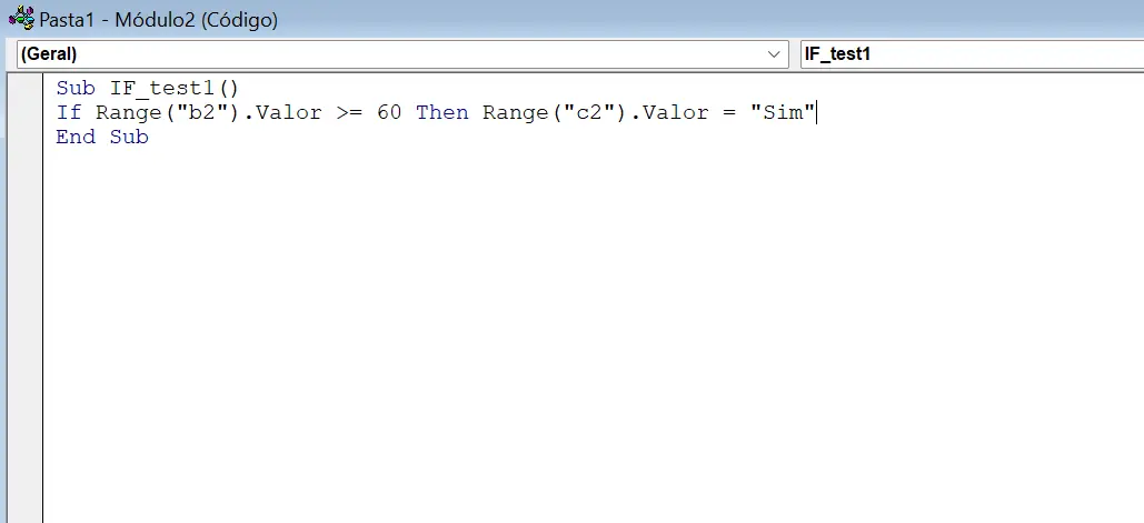 Função no Excel VBA contém instrução If Imagem: Função no Excel VBA contém instrução If