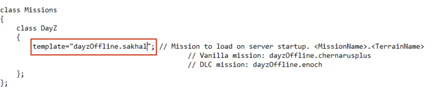 Captura de tela do arquivo de configuração do servidor DayZ Imagem: Captura de tela do arquivo de configuração do servidor DayZ
