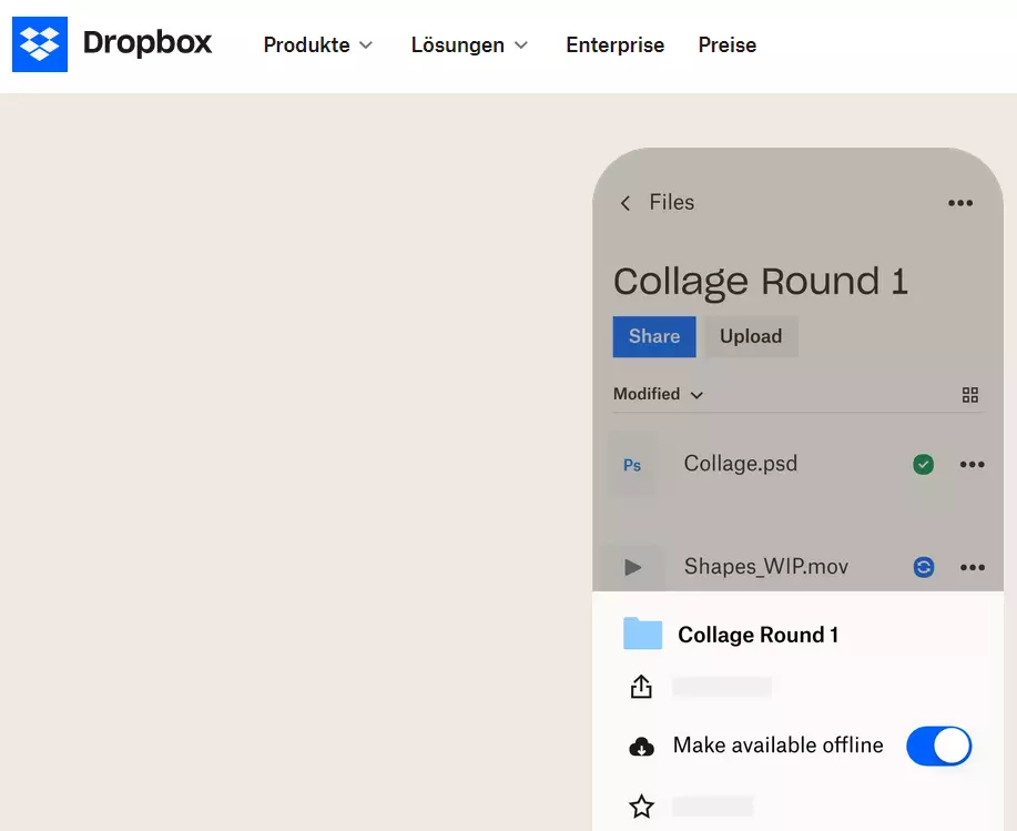 Dropbox screenshot Dropbox screenshot