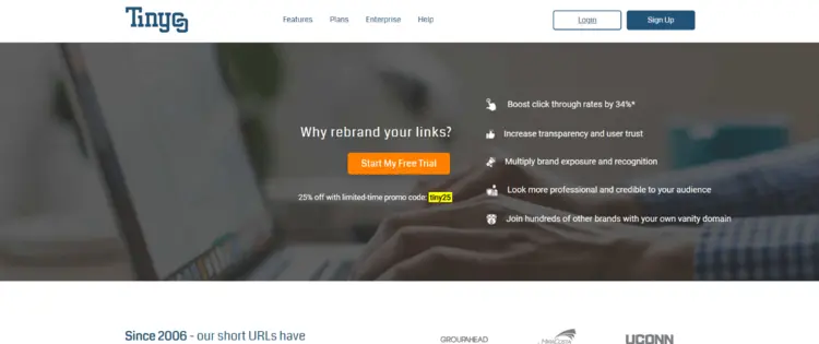Página inicial do encurtador de links Tinycc Página inicial do encurtador de links Tinycc