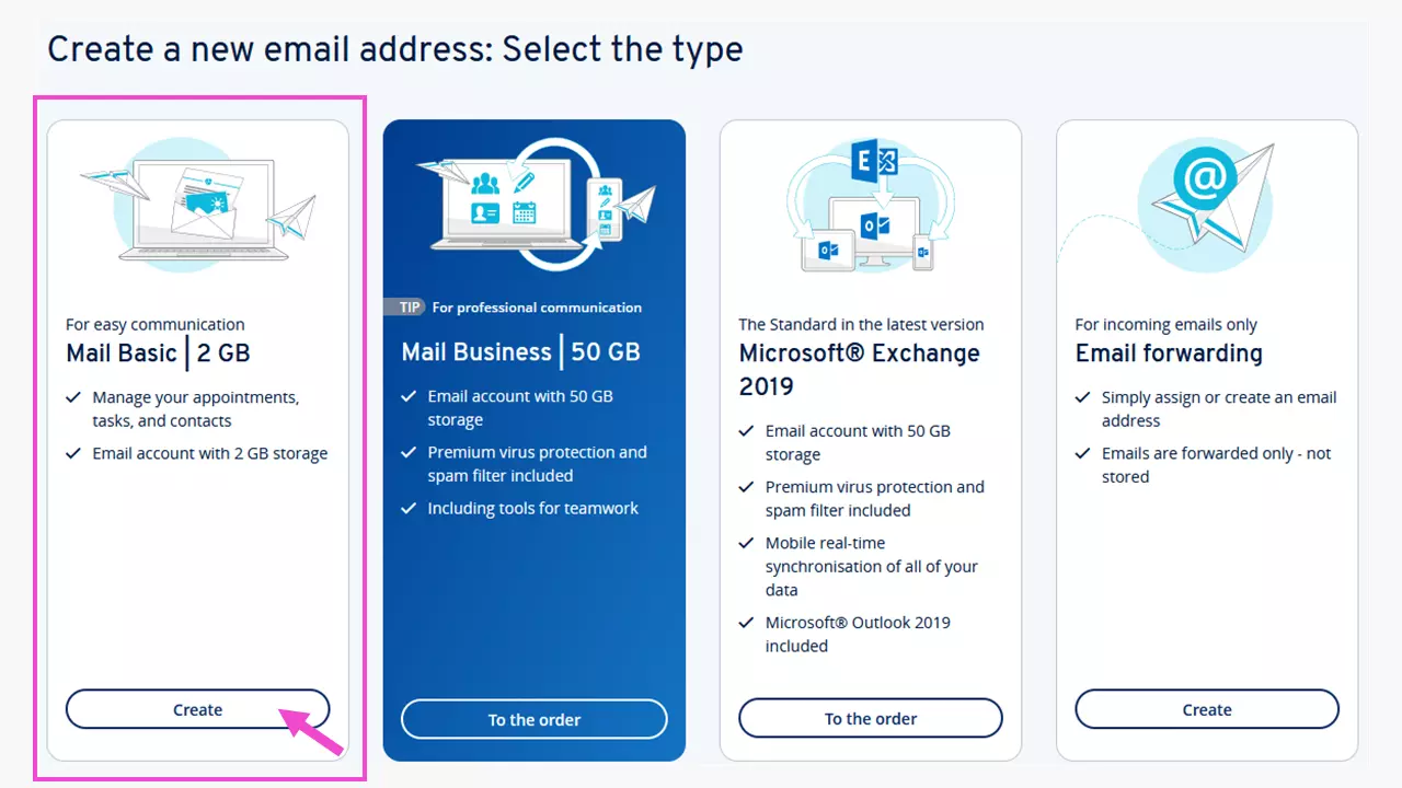 Tipos de conta de e-mail Tipos de conta de e-mail