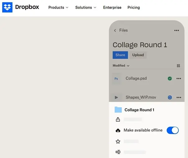 Captura de tela do Dropbox Imagem: Captura de tela do Dropbox