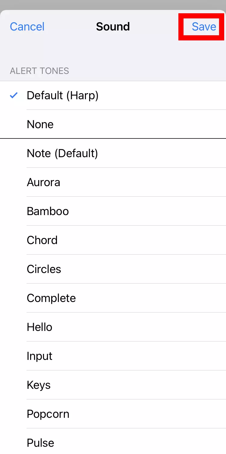 Imagem: Captura de tela do iPhone de tons personalizados disponíveis no WhatsApp