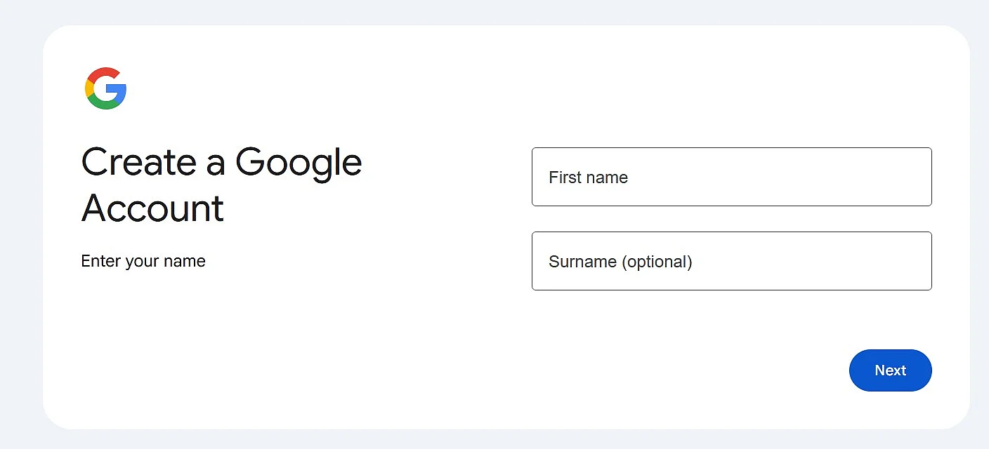 Imagem: Criar uma conta do Google