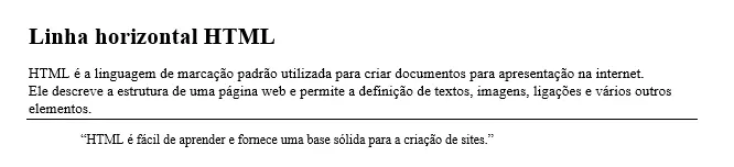 Exemplo de linha horizontal em HTML Imagem: Exemplo de linha horizontal em HTML