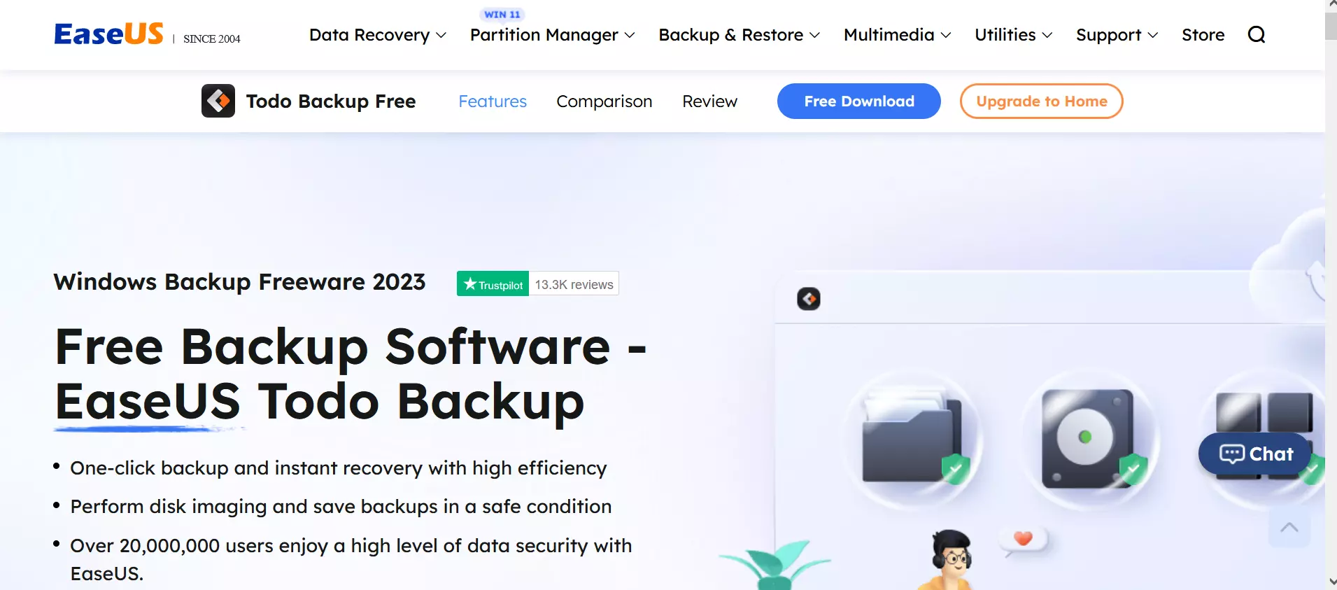 Captura de tela do site do EaseUS Todo Backup Free Imagem: Captura de tela do site do EaseUS Todo Backup Free