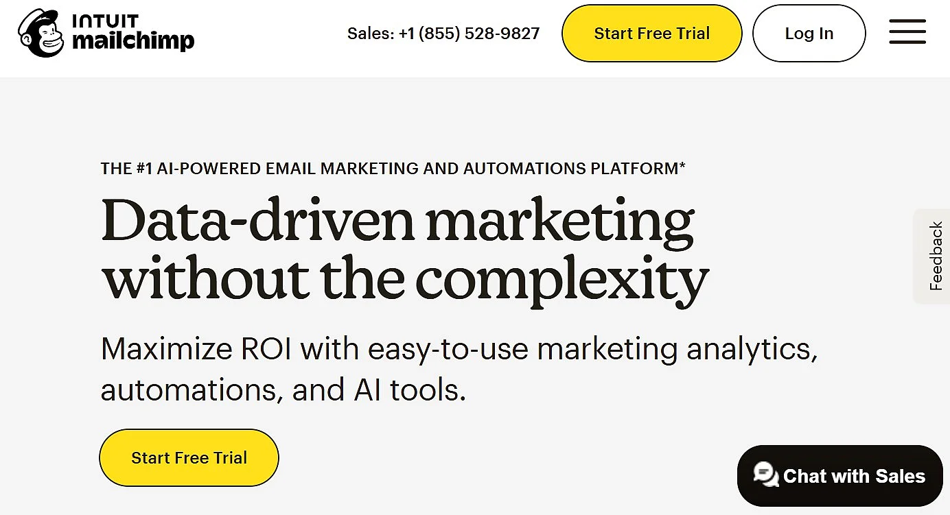 Captura de tela do site do Mailchimp Imagem: Captura de tela do site do Mailchimp