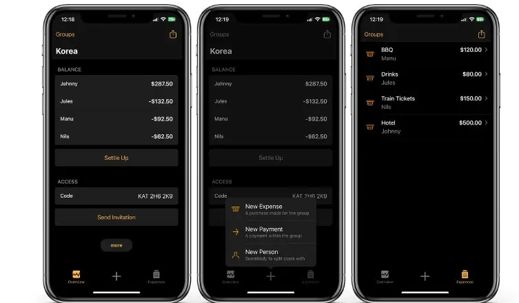 Imagem: Capturas de tela do aplicativo Splid