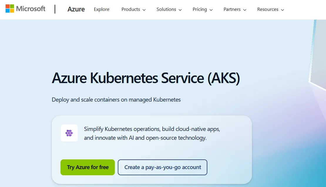 Imagem: Página do Produto Microsoft Azure Kubernetes Service (AKS)