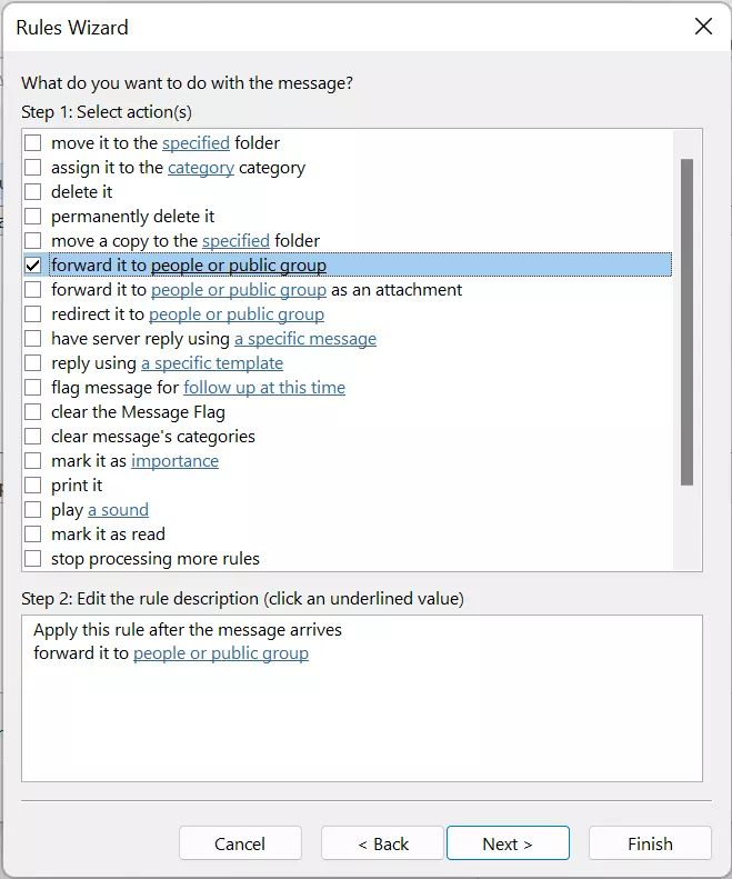 Outlook 365: Rules Wizard - Actions Outlook 365: Rules Wizard - Actions