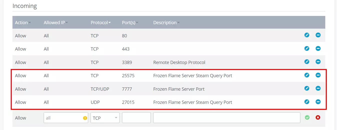 Frozen Flame: Liberação de porta no IONOS Cloud Panel Frozen Flame: Liberação de porta no IONOS Cloud Panel