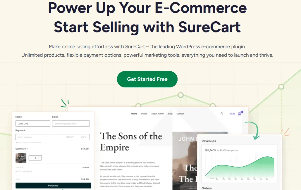 Captura de tela do plugin WP para e-commerce SureCart Imagem: Captura de tela do plugin WP para e-commerce SureCart