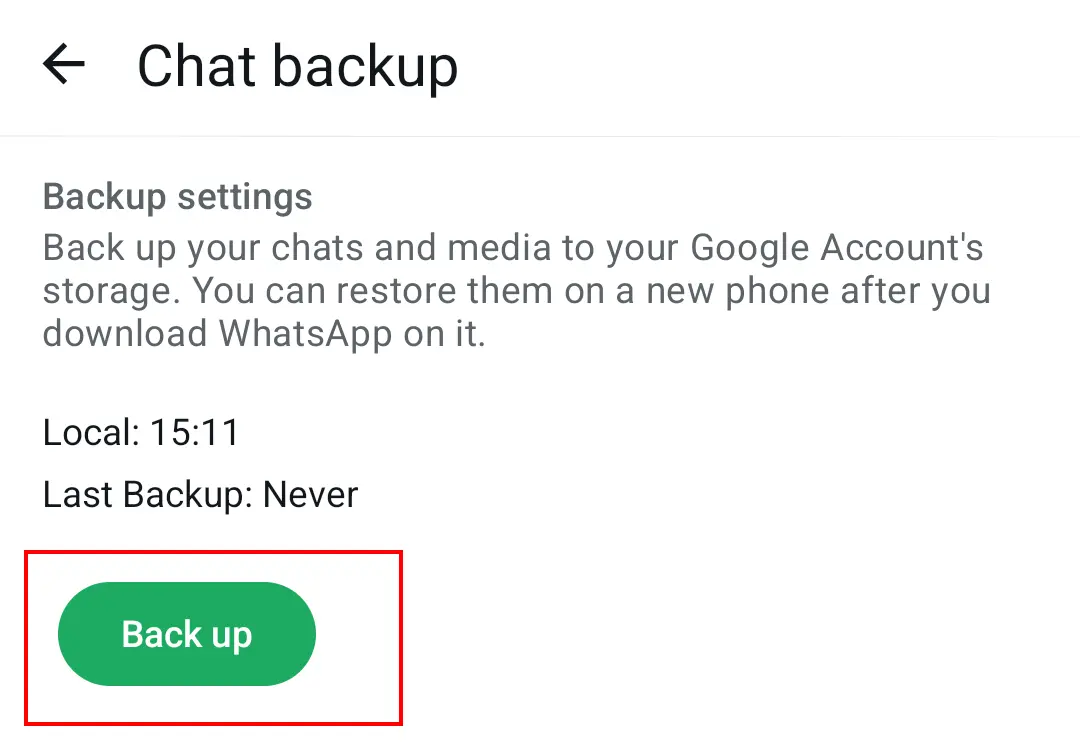 Imagem: Backup de conversas do WhatsApp com o bot&atilde;o de fazer backup