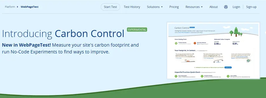 Imagem: Captura de tela do site WebPageTest