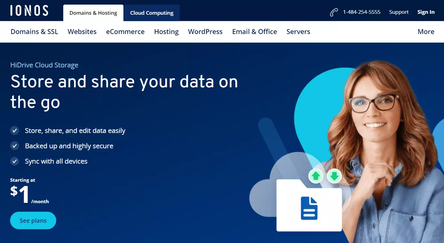Armazenamento em nuvem HiDrive da IONOS Armazenamento em nuvem HiDrive da IONOS
