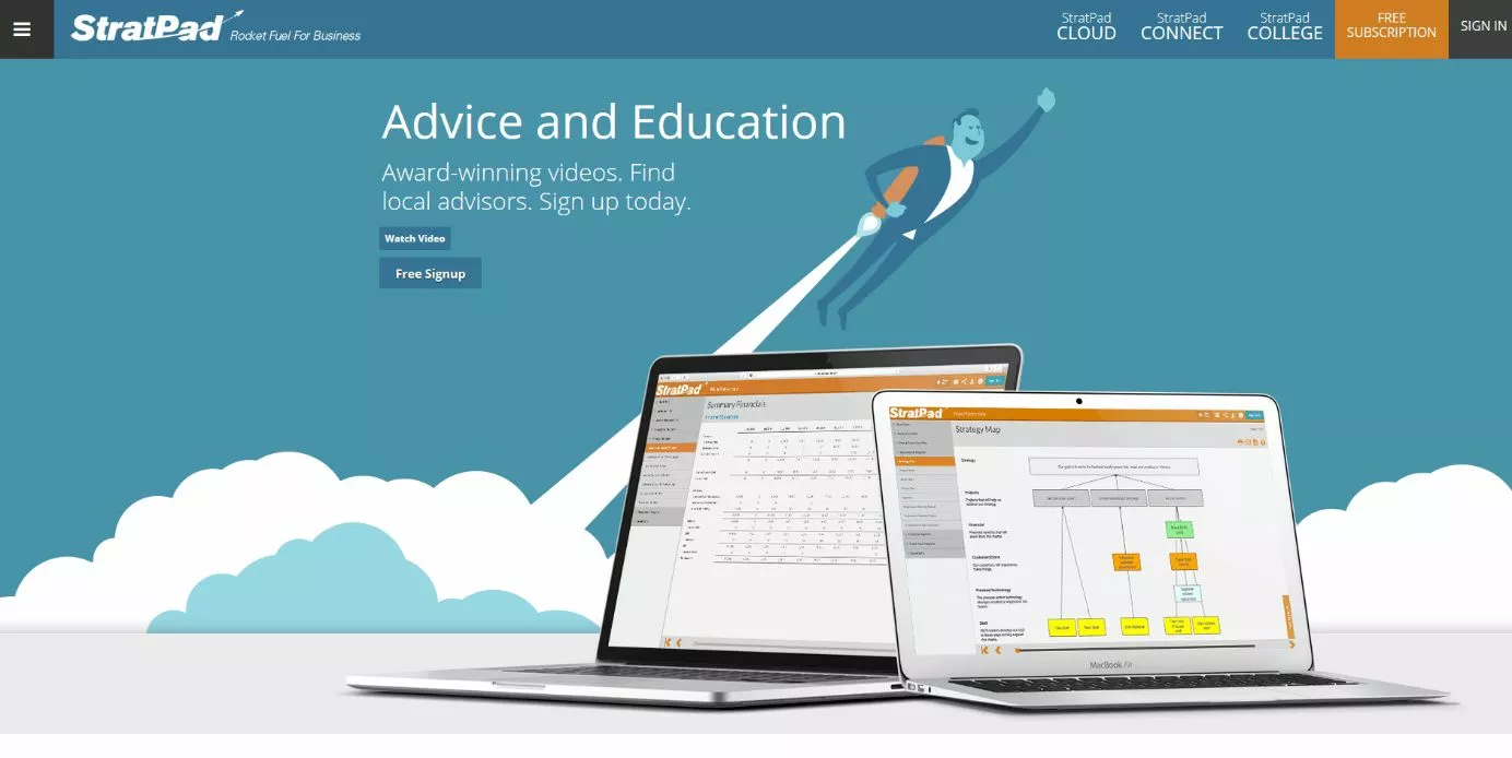 Página inicial do software gratuito de planos de negócio StratPad Imagem: Página inicial do software gratuito de planos de negócio StratPad