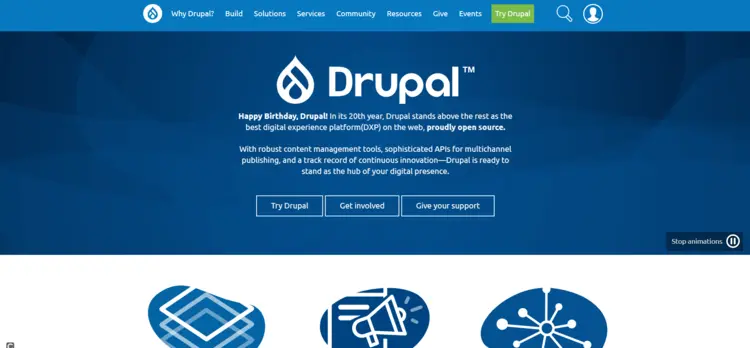 Página inicial da plataforma para sites Drupal Página inicial da plataforma para sites Drupal