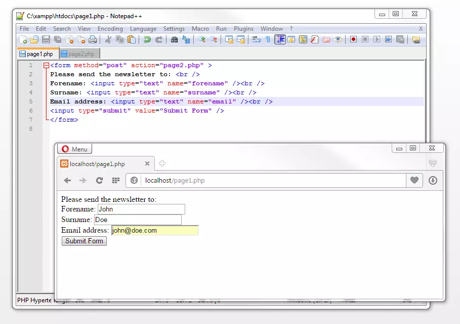Entrada de dados via formulário HTML Entrada de dados via formulário HTML