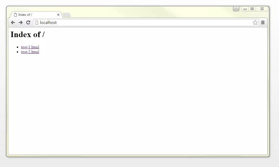 Índice do diretório do site com duas páginas HTML Imagem: Índice do diretório do site com duas páginas HTML