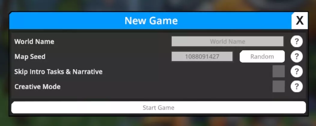 Menu inicial para um novo jogo do Foundry Menu inicial para um novo jogo do Foundry