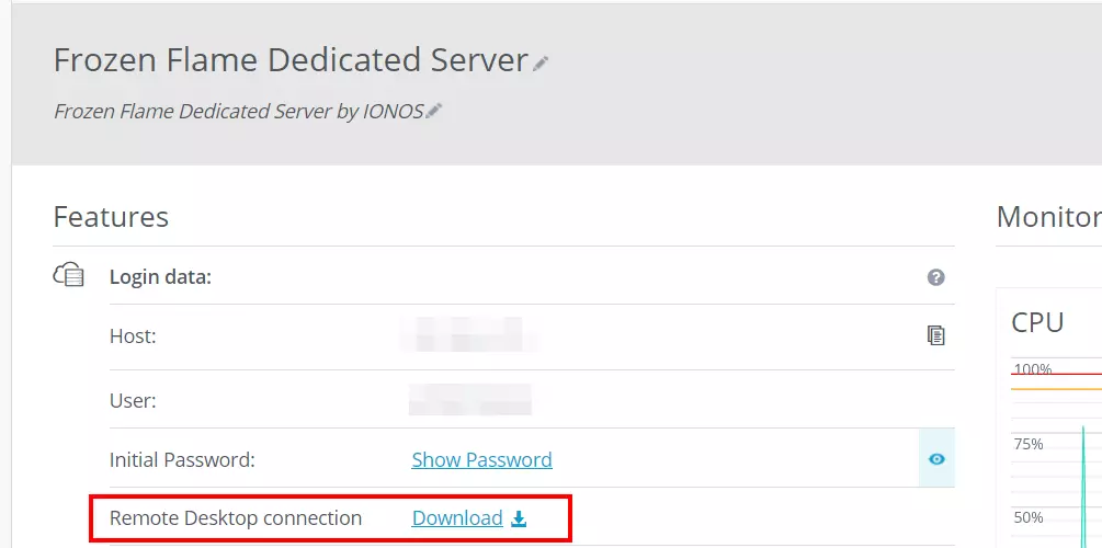 IONOS Cloud Panel: Dados de login e configuração remota IONOS Cloud Panel: Dados de login e configuração remota