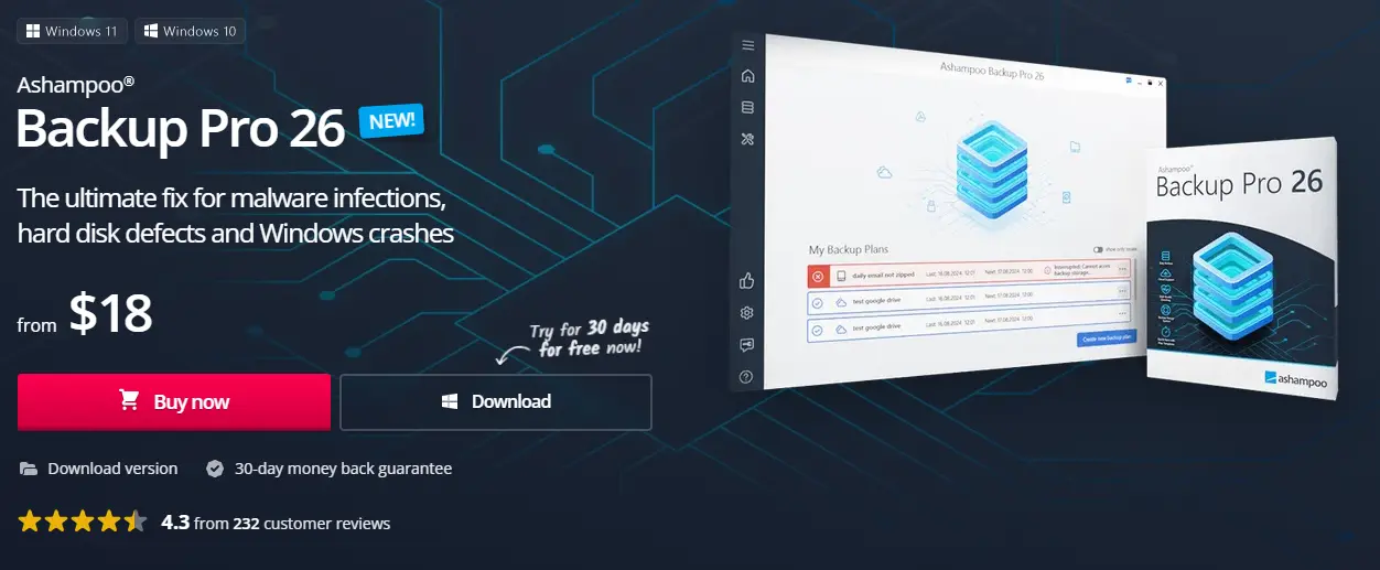 Imagem: Captura de tela do software de backup Ashampoo Backup Pro 26