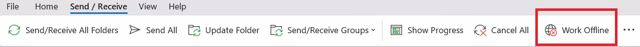 Barra de menu do Microsoft Outlook: guia “Enviar / Receber” Barra de menu do Microsoft Outlook: guia “Enviar / Receber”
