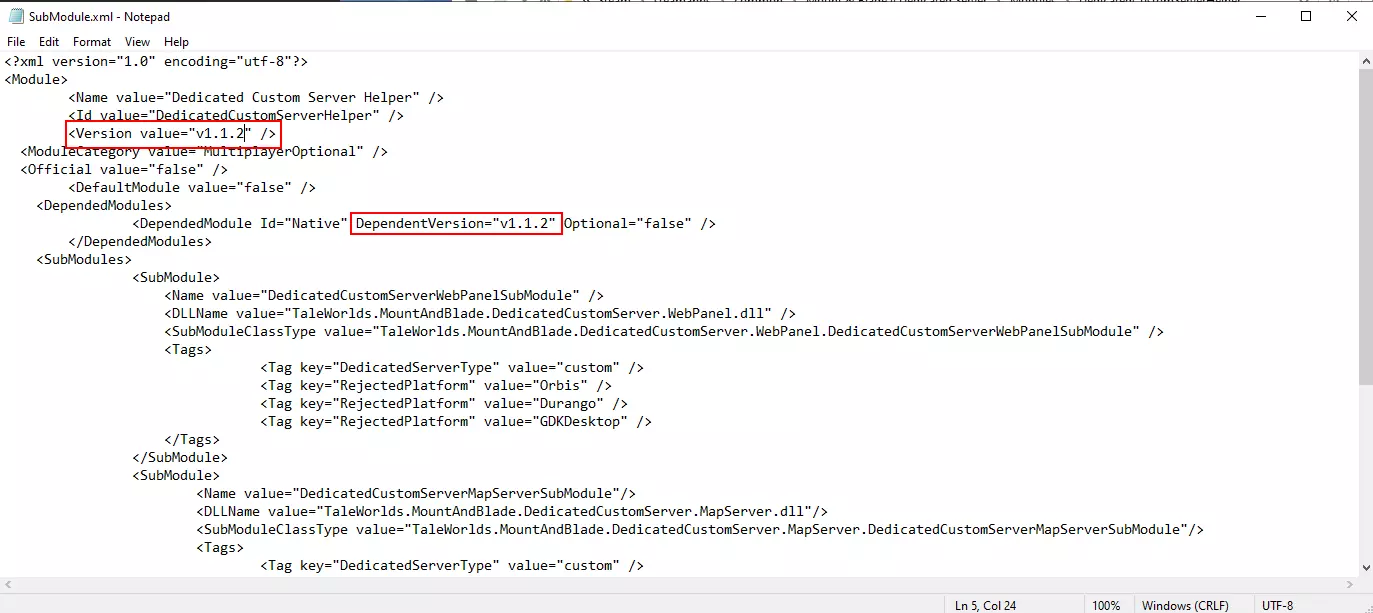 As configurações do Dedicated Customer Server Helper podem ser alteradas no arquivo SubModule.xml As configurações do Dedicated Customer Server Helper podem ser alteradas no arquivo SubModule.xml