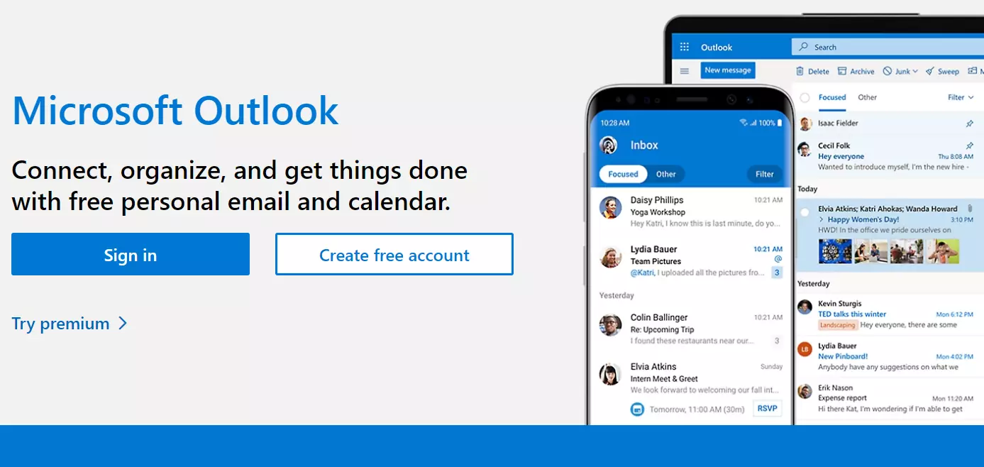 Captura de tela do Outlook.com Captura de tela do Outlook.com