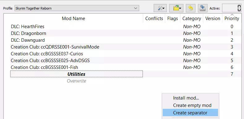 MO2: Create “Utilities” separator MO2: Create “Utilities” separator