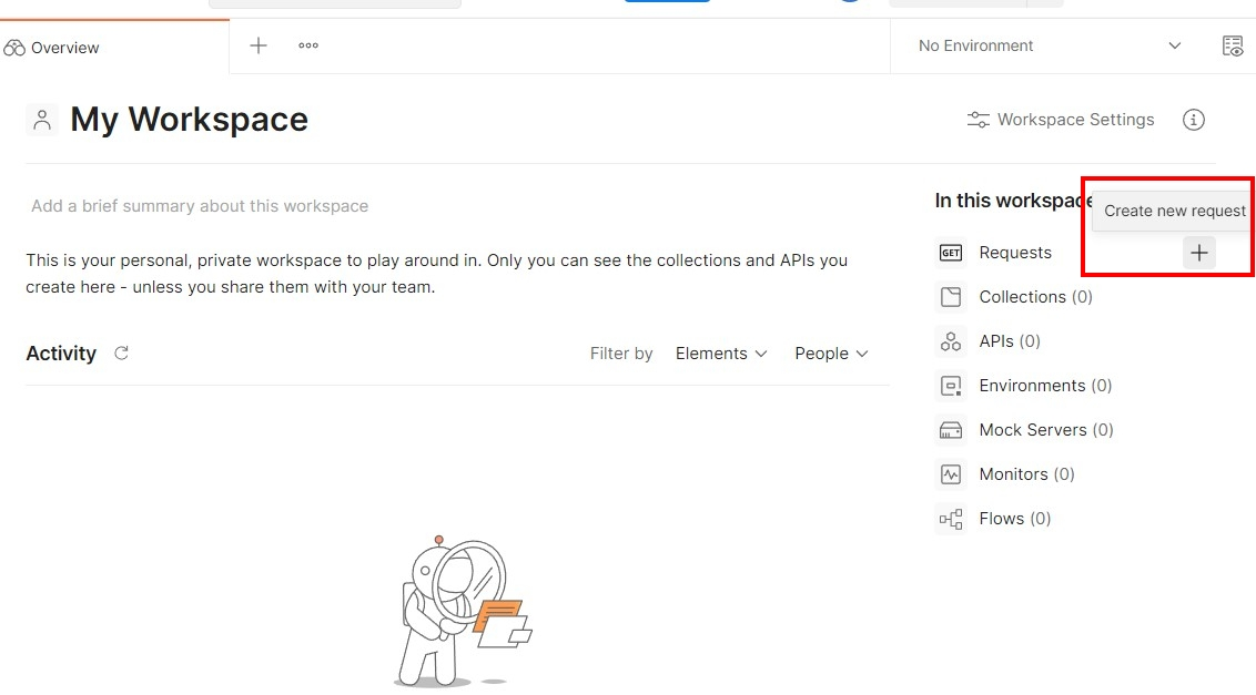 Imagem: Screenshot of My Workspace in Postman