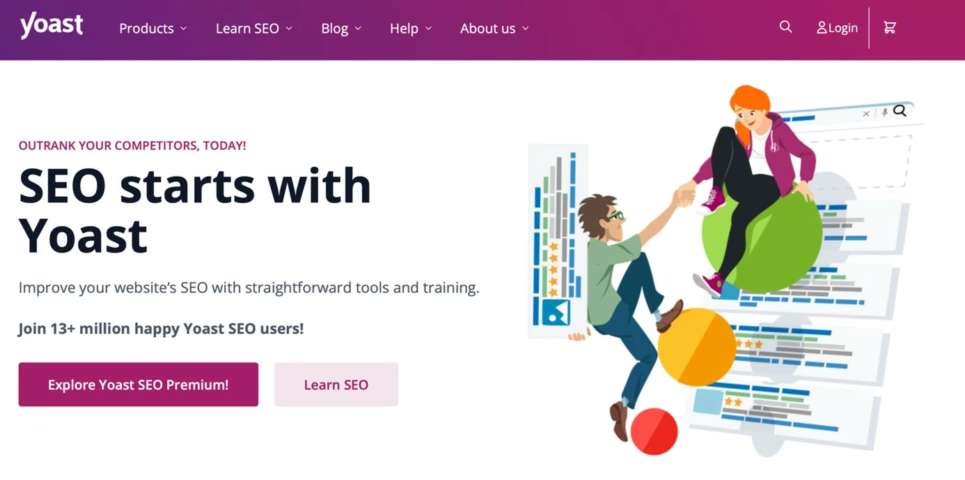 Site do plugin WordPress Yoast Imagem: Site do plugin WordPress Yoast