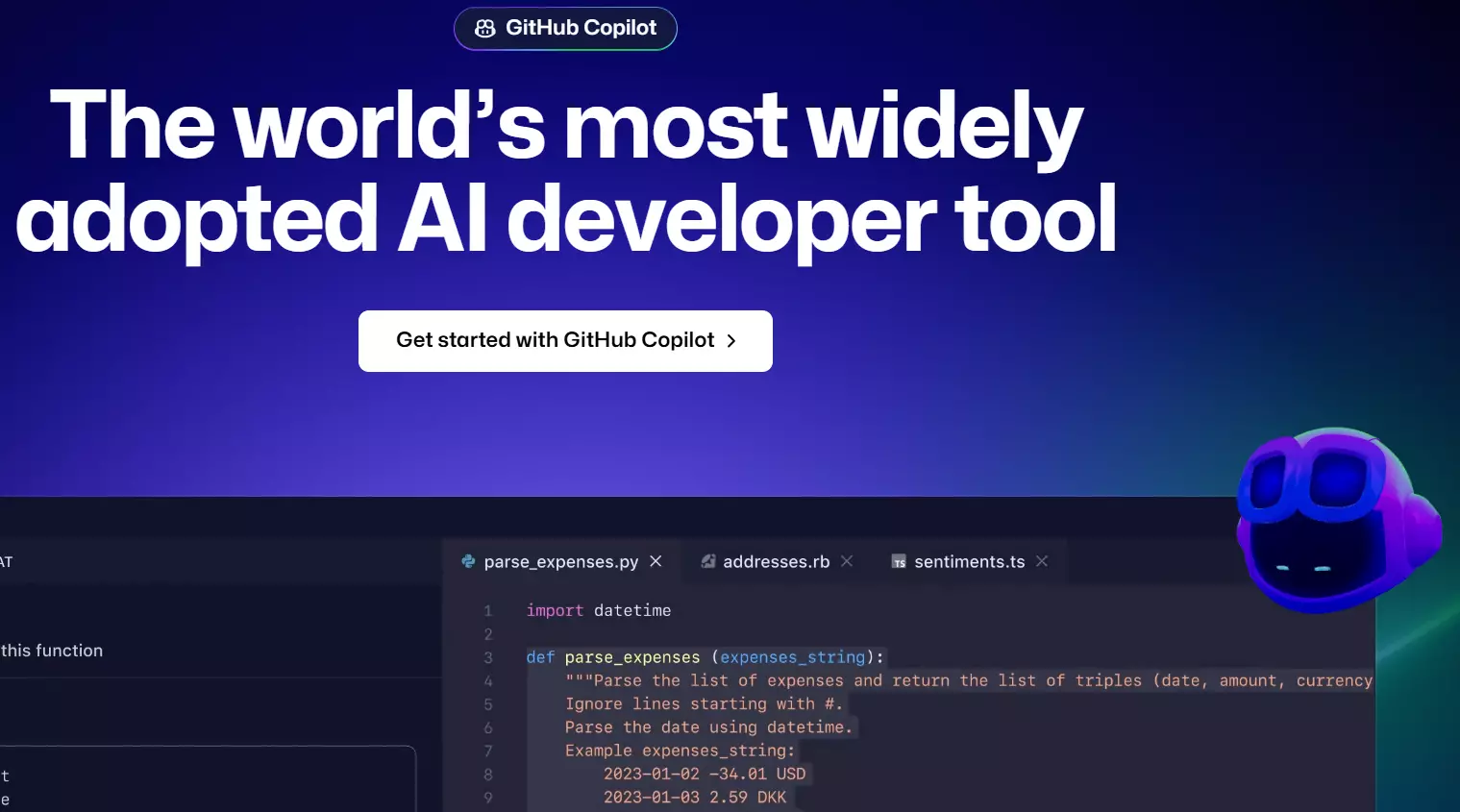 Captura de tela do GitHub Copilot Imagem: Captura de tela do GitHub Copilot