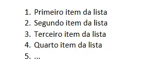 Exemplo de lista ordenada HTML Imagem: Exemplo de lista ordenada HTML