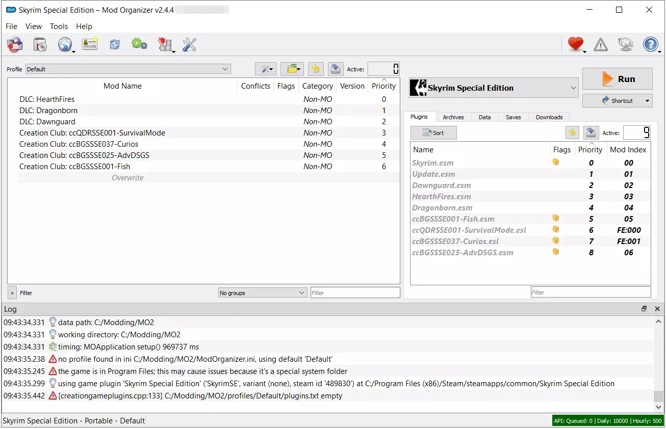 Mod Organizer 2 com instância Sykrim configurada Mod Organizer 2 com instância Sykrim configurada