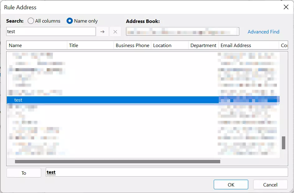 Outlook 365: Assistente de regras - Catálogo de endereços Outlook 365: Assistente de regras - Catálogo de endereços