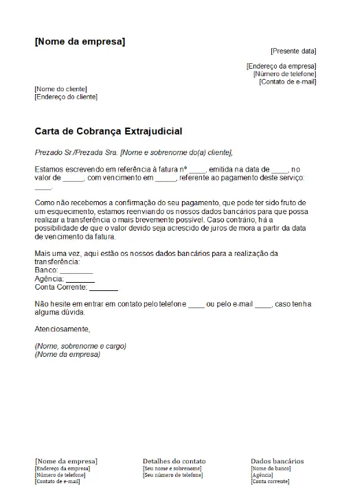 Imagem: Modelo de carta de cobrança da IONOS