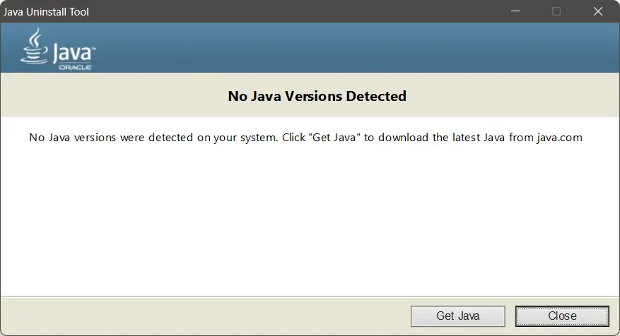 Download Java com a ferramenta Java Uninstall Imagem: Download Java com a ferramenta Java Uninstall