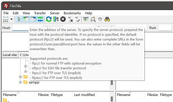 Cliente FileZilla Imagem: Cliente FileZilla