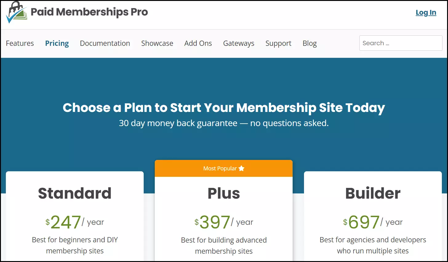 O site do WordPress do plugin Paid Membership Pro O site do WordPress do plugin Paid Membership Pro