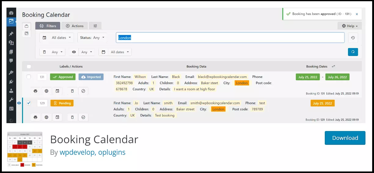 O site do plug-in do site Booking Calendar WordPress O site do plug-in do site Booking Calendar WordPress